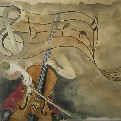 Vrouw Met Cello 50x35