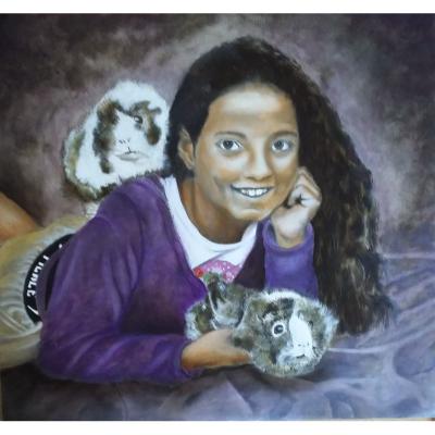 Meisje Met Cavia 2 Paneel 40x40 Verkocht