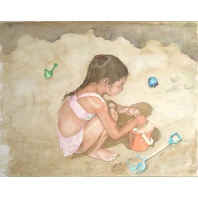 Meisje Op Strand 2 35x45 Verkocht